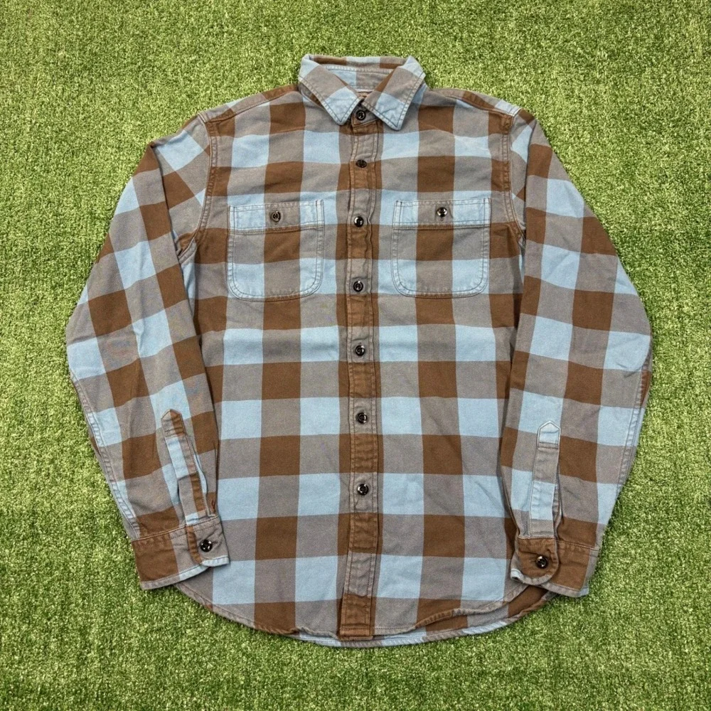 Vintage J. Crew Flannel Shirt Brown Blue Plaid